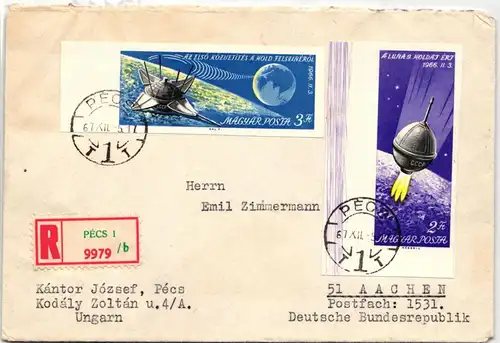 Ungarn 2218/19 B als Einschreiben nach Aachen #JD111