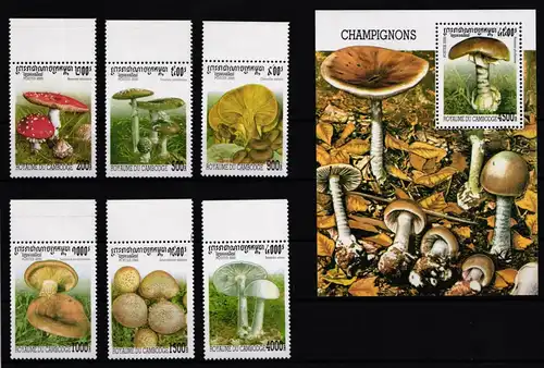 Kambodscha 2061-2066 und Block 268 postfrisch Pilze #JA628