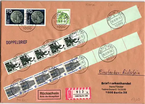 Berlin 794 RE 5 + 4 LF auf Brief als Mischfrankatur überfrankiert #JF068