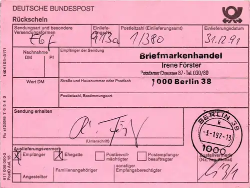 Berlin 794 RE 5 + 4 LF auf Brief als Mischfrankatur überfrankiert #JF068