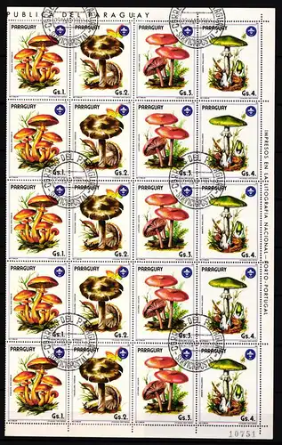 Paraguay 3835-3841 gestempelt Zusammendruckbogen / Pilze #JA667
