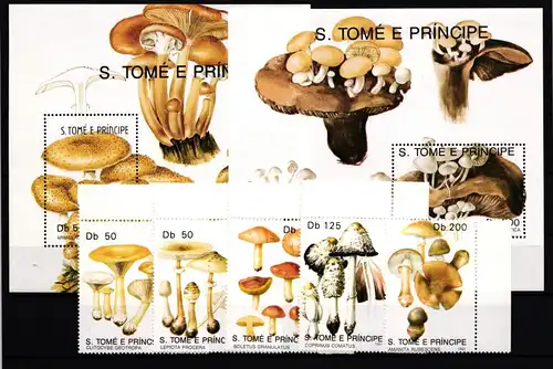 Sao Tome e Principe 1260-1264 und Block 259 und 260 postfrisch Pilze #JA653