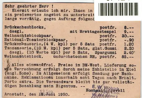 DDR 246 auf Postkarte als Einzelfrankatur portogerecht #JF124