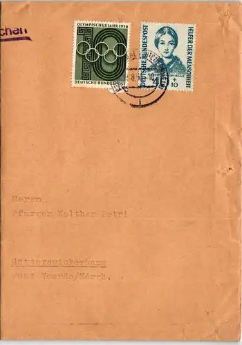 BRD Bund 225 auf Brief als Mischfrankatur seltene portogerechte Drucks. #JF111