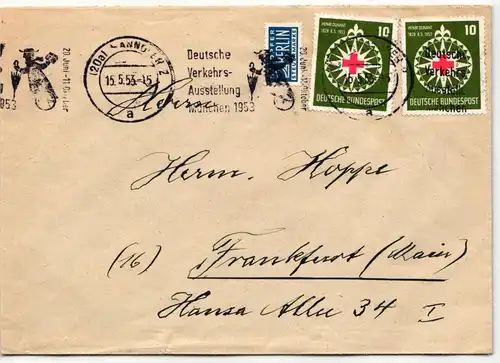 BRD Bund 164 auf Brief als Mehrfachfrankatur portogerecht #JF255