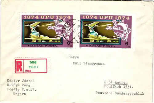 Ungarn 2945-50 A/B verteilt auf 7 Briefe als Einschreiben nach Aachen #JD102