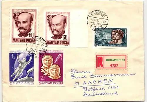 Ungarn 2120/21 B als Einschreiben nach Aachen #JD109