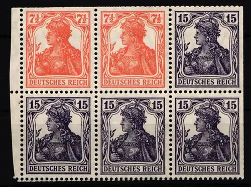 Deutsches Reich H-Blatt 14 mit Falz Rand angeschnittenm, Zd S8 postfrisch #JD813