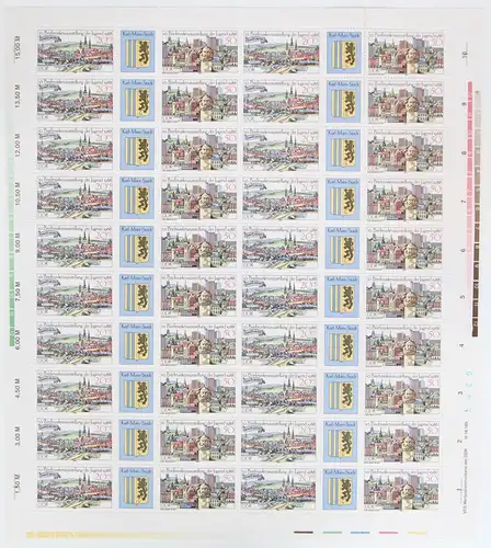 DDR 3174-3176 postfrisch Bogen ungefaltet #JE474