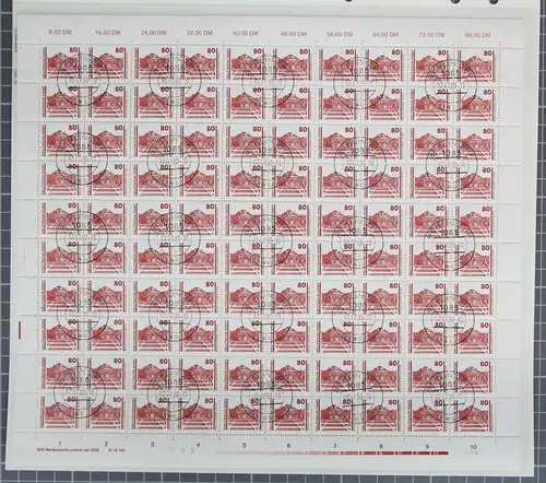 DDR 3349 gestempelt Bogen ungefaltet #JE194