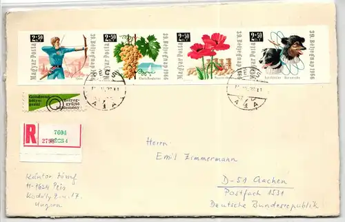 Ungarn 2271-74 B Streifen als Einschreiben nach Aachen #JD136