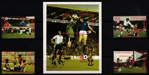 Antigua 659-662 und Block 60 postfrisch Fußballweltmeisterschaft #JA500