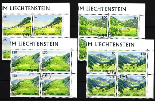 Liechtenstein 1383-1386 gestempelt als 4er Blöcke, Ersttagssonderstempel #JI074