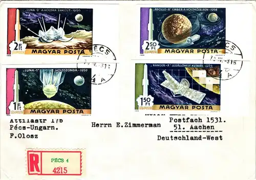 Ungarn 2547-2554 B auf Brief nach Aachen gelaufen- #JF024