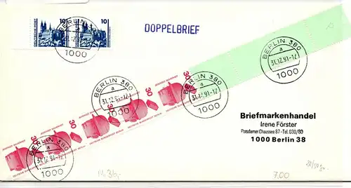 Berlin 406 RE 5 + 4 LF auf Brief als Mischfrankatur überfrankiert #JF048