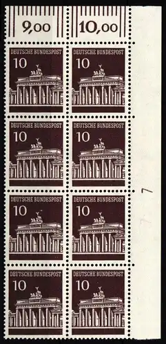 BRD Bund 506 DZ postfrisch 8er Eckrand Block, Druckerzeichen 7 #JD721