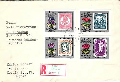 Ungarn 2684-2687 B auf Brief nach Aachen gelaufen- #JF025