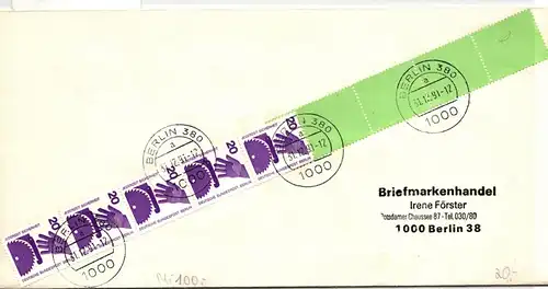 Berlin 404 RE 5 + 4 LF auf Brief als Einzelfrankatur portogerecht #JF060