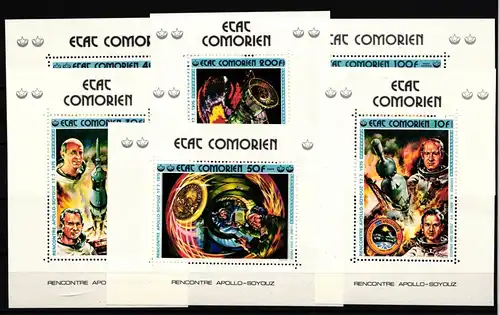 Komoren 248-253 postfrisch Einzelblöcke / Apollo #JA476
