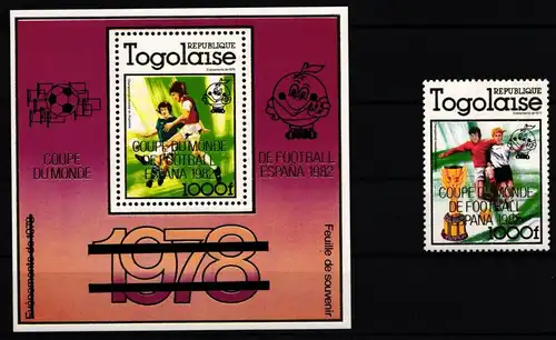 Togo 1499 und Block 167 postfrisch Fußballweltmeisterschaft #JA492