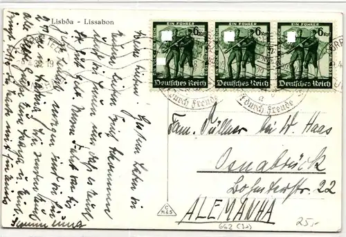 Deutsches Reich 662 auf Postkarte Schiffspost Wilhelm Gustloff #JF703