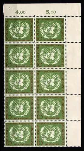 BRD Bund 221 postfrisch im 10er Block vom Eckrand #JF233