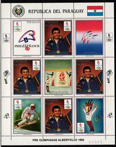 Paraguay 4320 postfrisch Kleinbogen mit Zierfeldern / Olympia #JA435