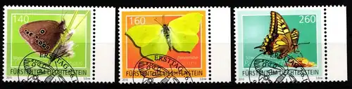 Liechtenstein 1557-1559 gestempelt Schmetterlinge, Ersttagssonderstempel #JI025