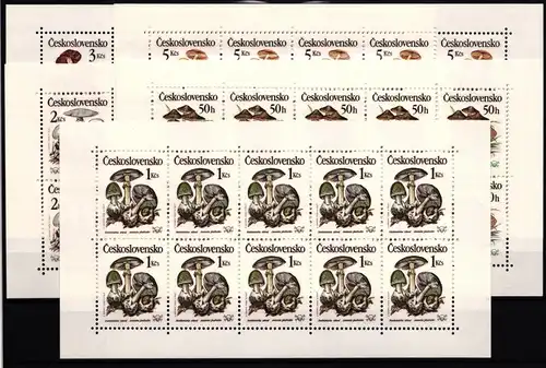 Tschechoslowakei 3017-3021 postfrisch Kleinbogensatz / Pilze #JA762