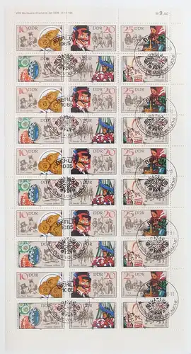 DDR 2716-2721 gestempelt Bogen ungefaltet #JE483