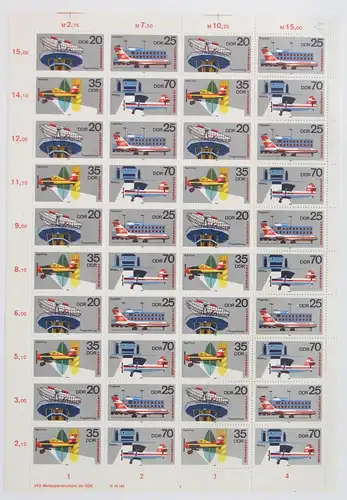 DDR 2516-2519 postfrisch Bogen ungefaltet #JE419