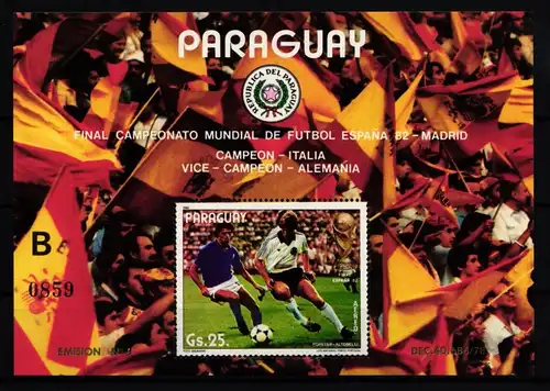 Paraguay Block 378 postfrisch Fußballweltmeisterschaft #JA509