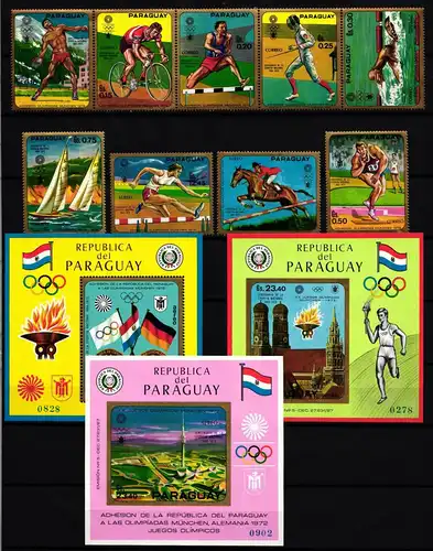 Paraguay Block 140-142 + 2035-2043 postfrisch Olympiade 1972 München #JB573