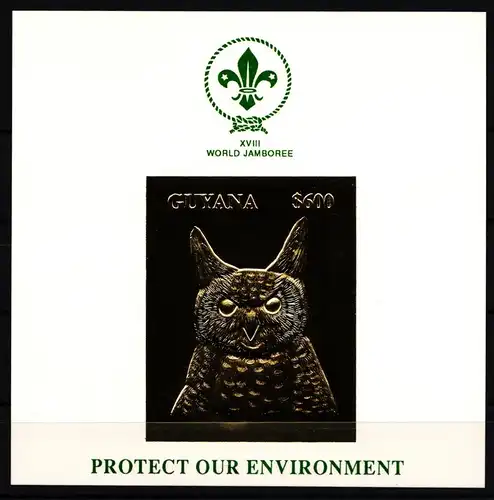 Guyana Block 259 postfrisch Eule #JA712