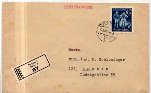 Deutsche Besetzung Böhmen Mähren 135 auf Brief nicht gelaufen #JG044