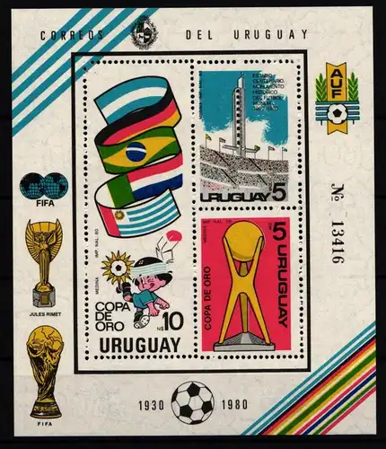 Uruguay Block 50 postfrisch Fußballweltmeisterschaft #JA506