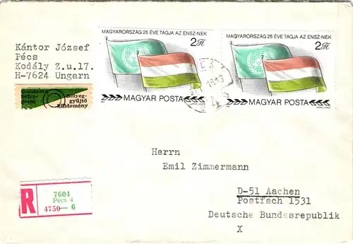 Ungarn 3461-3466 A/B auf Brief nach Aachen gelaufen- #JF015