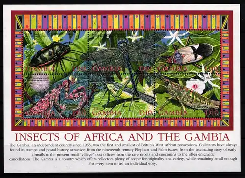 Gambia 4821-4826 postfrisch Kleinbogen / Insekten #JA527