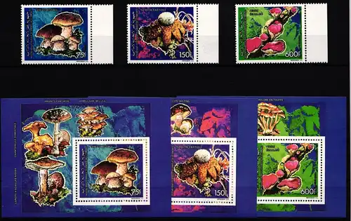 Komoren 982-984 und Block 358-360 postfrisch Pilze #JA633