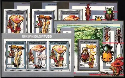 Madagaskar 1310, 1312,1314, Block 158 postfrisch Kleinbogen+Einzelblöcke #JA599