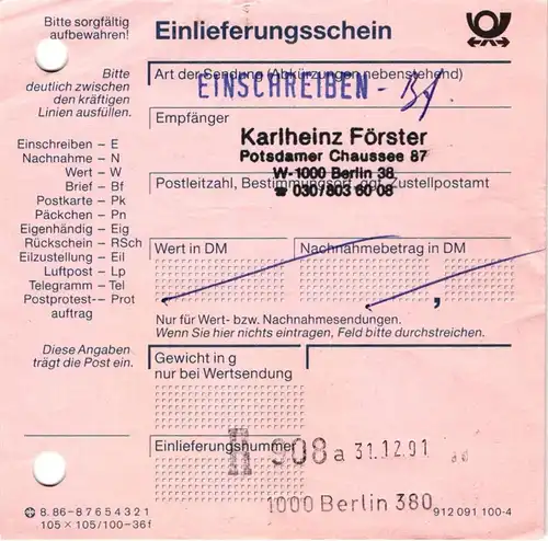 Berlin 408 , 406 RE 5 + 4 LF auf Brief als Mischfrankatur überfrankiert #JF044