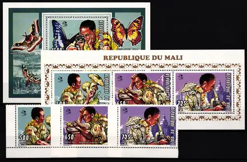 Mali 1354-1356 und Block 69 postfrisch Kleinbogen / Pilze #JA607