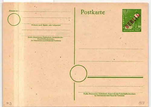 Berlin P 3 als Ganzsache ungebraucht #JG135