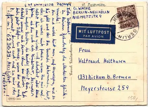 Berlin 48 auf Postkarte als Einzelfrankatur portogerecht #JF141