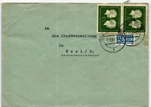 BRD Bund 197 auf Brief als Mehrfachfrankatur portogerecht #JF678