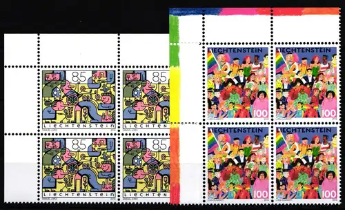Liechtenstein 1967-1968 postfrisch als Eckrandviererblock #JE309
