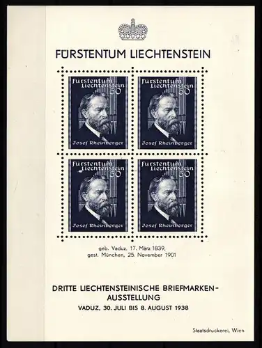 Liechtenstein Block 3 postfrisch #JE349