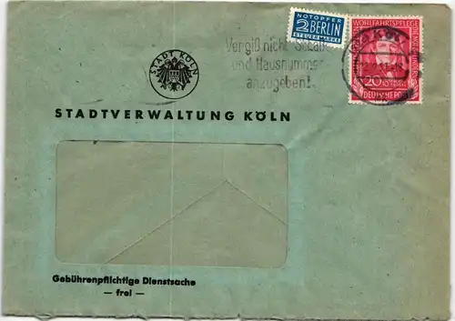 BRD Bund 119 auf Brief als Einzelfrankatur #JF672