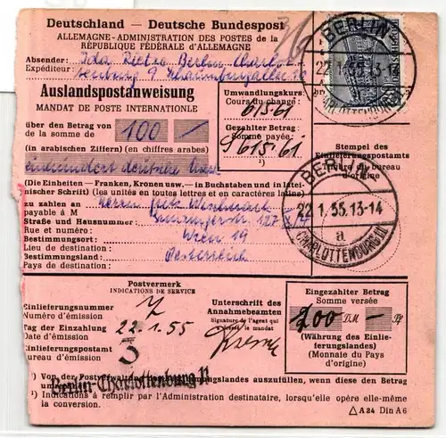 Berlin 55 auf Auslandspostanweisung #JG195