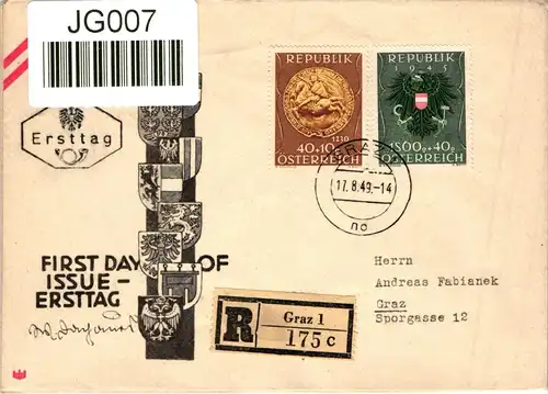 Österreich 937-940 als Ersttagsbrief #JG007